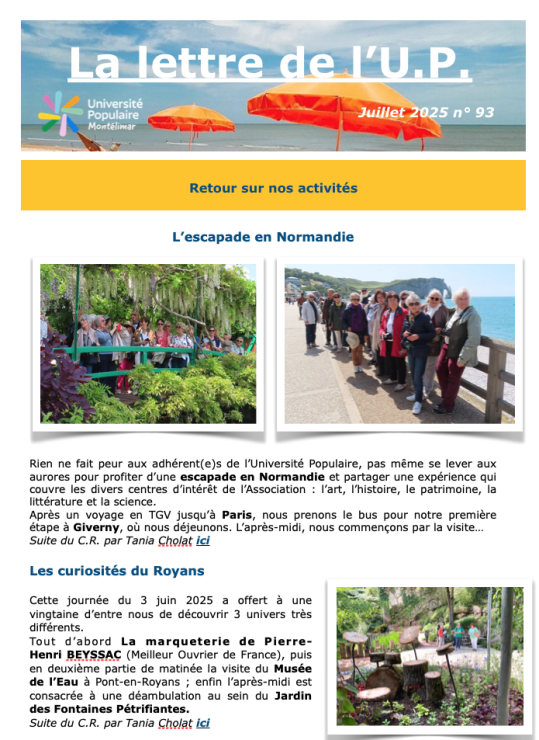 Lettre UP Juillet 2025