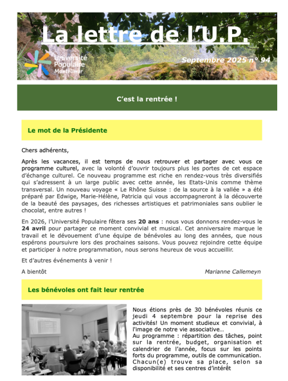Lettre UP Septembre 2025