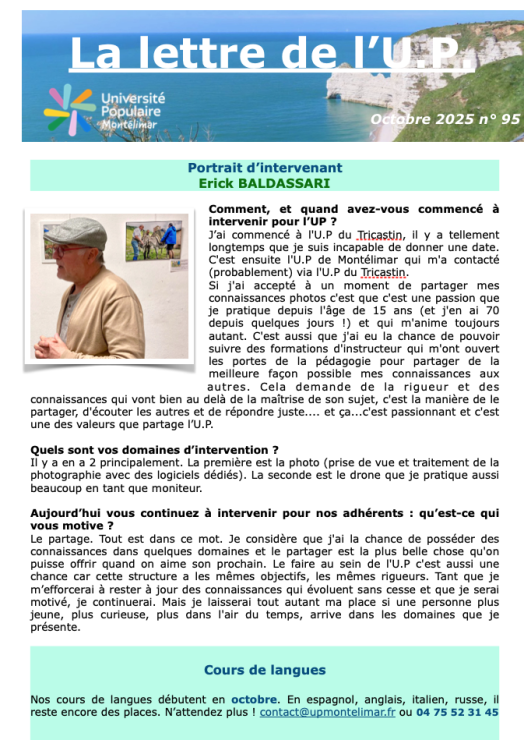 Lettre UP octobre 2025