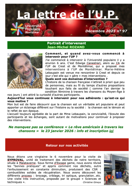 Lettre UP Décembre 2025