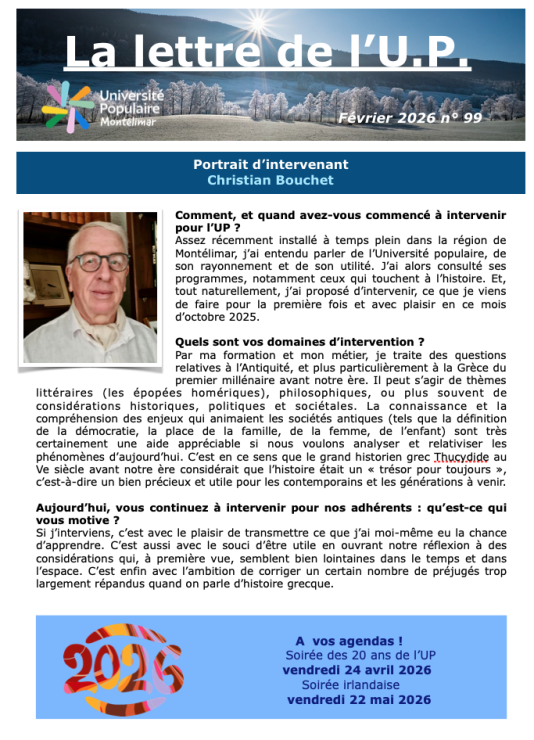 Lettre UP Février 2026