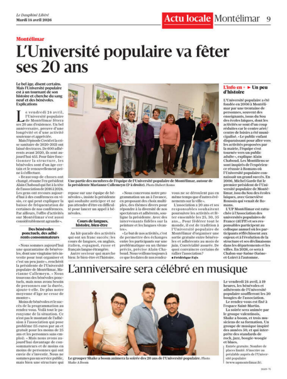 14 avril 2026 - Le Dauphiné libéré