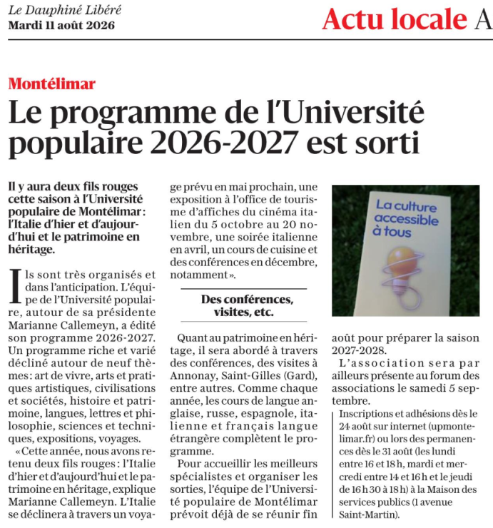 11 août 2026 - Le Dauphiné libéré