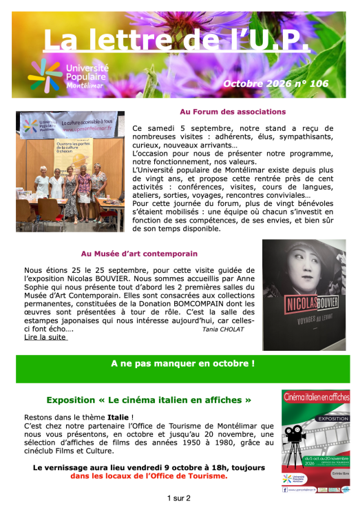 Lettre UP Octobre 2026